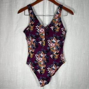 Ambrielle Floral Macrame One Piece Swimsuit